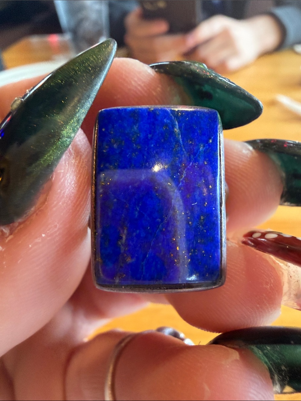 VENUS Men's Lapis Rectangle Ring in Deep Blue